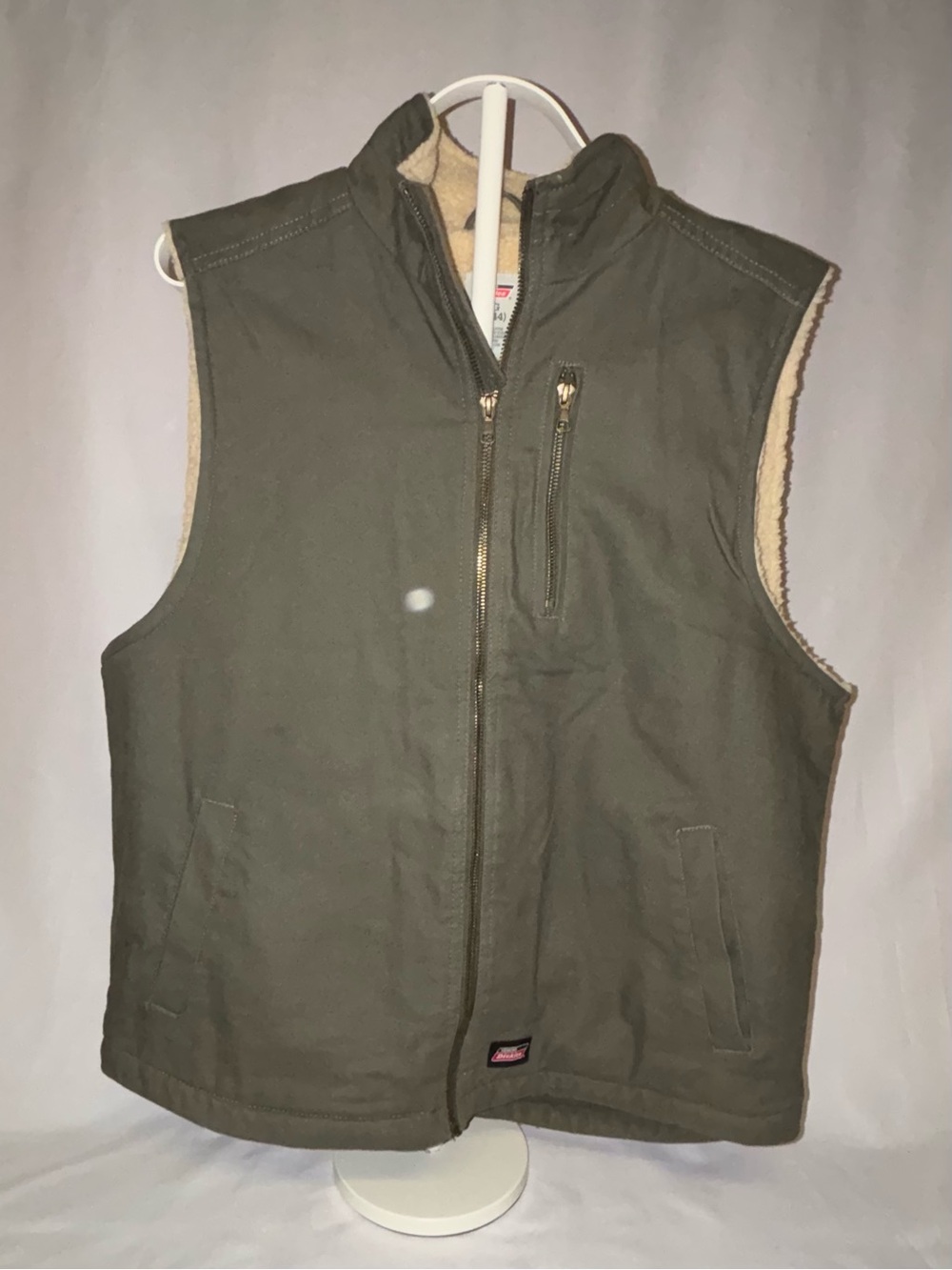 Dickies Mens Sherpa Lined Canvas Work Vest Sage Green Size L
